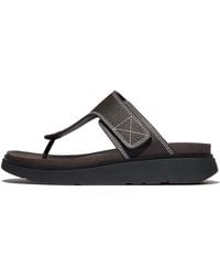 Fitflop - Gen-ff Mens Stitch-detail Tumbled-leather Toe-post Sandals - Lyst