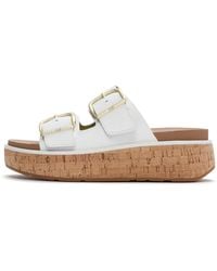Fitflop - Gen-Ff Max Buckle Leather/Cork Two-Bar Slides - Lyst