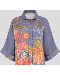 Carolina K Blue Shell Print Kimono Top