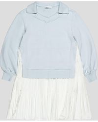 ADEAM Aster Knit Dress - Blue Polo With Pleated Ruffle Dress
