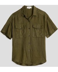 Alex Mill Olive Cuffed Short-sleeve Linen Utility Shirt - Green