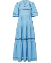Stella Nova - Maxi Dress With Short Sleeves And Artworks - Lyst