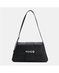HUGO - Faux-Leather Shoulder Bag With Logo Hardware - Lyst