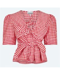 Ganni - Tie Blouse - Lyst