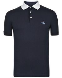 Vivienne Westwood - Plain Cotton Contrasting Collar Polo Shirt - Lyst