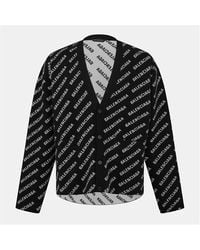 Balenciaga - All Over Print Logo Cardigan - Lyst