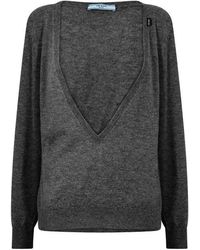 Prada - V-Neck Jumper - Lyst