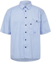 C.P. Company - Short Sleeve Embroidered Logo Shirt - Lyst