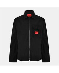 HUGO - Emmond Cotton Long Sleeve Zip Overshirt - Lyst