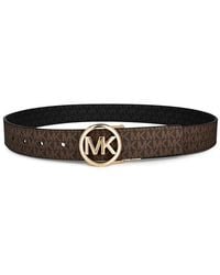 MICHAEL Michael Kors - Round Logo Reversible Leather Belt - Lyst