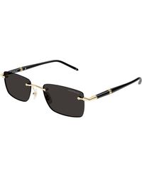 Montblanc - Rimless-Tone Metal Full Rim Rectangle Sunglasses - Lyst
