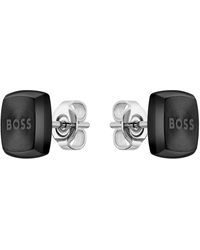BOSS - Gents Yann Stainless Steel Square Earrings - Lyst