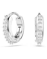 Swarovski - Matrix Hoop Earrings, Round Cut, Rhodium Plated - Lyst