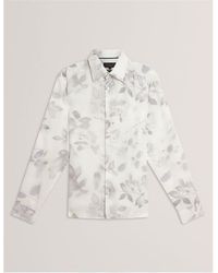 Ted Baker - Leaf Print Long-Sleeve Patterned Shirt - Lyst