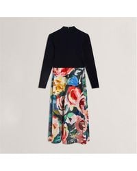 Ted Baker - Print Midi Tea Dress - Lyst