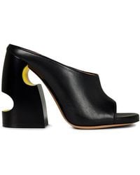 Off-White c/o Virgil Abloh - Meteor Leather Sculpted Heel Slip-On Heeled Mules - Lyst