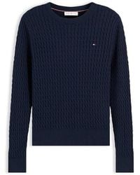 Tommy Hilfiger - Cable Fine Knit Cotton Long-Sleeve Jumper - Lyst