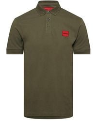 HUGO - Deruso Short Sleeve Polo Shirt With Logo Detail And Ribbed Collar - Lyst