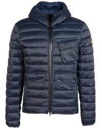 Barbour - International Racer Ouston Quilted Hooded Jacket Navy Small - Lyst