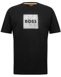 BOSS - Short Sleeve T-Shirt With Contemporary Stitched Logo - Lyst
