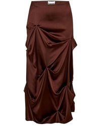 Ganni - Satin Tuck Long Maxi Skirt - Lyst