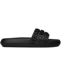 Versace - Logo Rubber Slide Sandals - Lyst