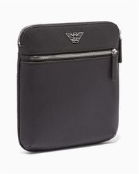 Emporio Armani - Regenerated Saffiano Leather Flat Shoulder Bag - Lyst