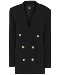 Balmain - 6 Buttoned Boyfriend Double Breasted Viscose Long Sleeve Blazer - Lyst