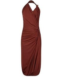 Bottega Veneta - Viscose Jersey Midi Dress With Drop Ring Detail - Lyst