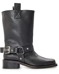 Ganni - Mid Shift Biker Flat Ankle Boots - Lyst