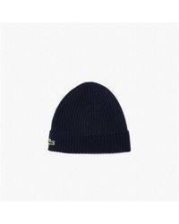 Lacoste - Knit Ribbed Beanie Cap - Lyst