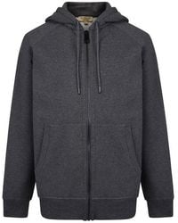 Burberry Embroidered Logo Jersey Hooded Sweatshirt - Gray