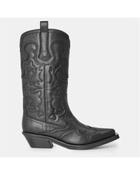 Ganni - Embroidered Western Cowboy Boots - Lyst
