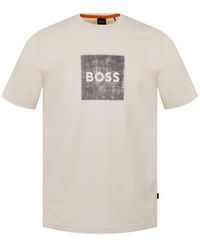 BOSS - Short Sleeve T-Shirt With Contemporary Stitched Logo - Lyst
