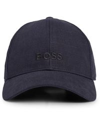 BOSS - Linen Baseball Cap With Iconic Logo Detail - Lyst