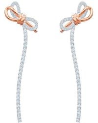 Swarovski - Lifelong Bow Drop Earrings, Bow, White, Mixed Metal Finish - Lyst