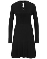 BOSS - Long-sleeved Dress With Feature Neckline In Stretch Yarns - Lyst