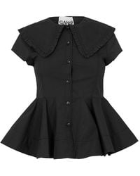 Ganni - Peter Pan Short Sleeve Blouse - Lyst
