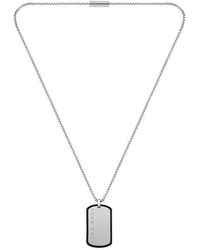 BOSS - Gents Id Brushed Stainless Steel Dog Tag Necklace - Lyst
