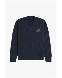 Fred Perry - Badge Laurel Wreath Knitted Crew Neck Jumper - Lyst