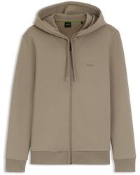 BOSS - Full-Zip Hoodie With Adjustable Drawstring Hood - Lyst