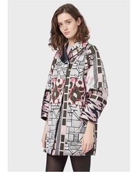 Emporio Armani - Printed Hooded Duffle Coat - Lyst