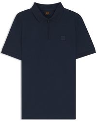 BOSS - Passerzip Short Sleeve Polo Shirt With Logo Detail - Lyst