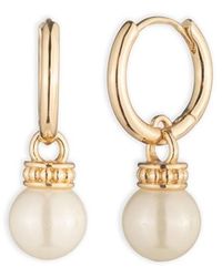 Ralph Lauren - Lauren Ralph Lauren & Pearl Drop Huggie Earrings - Lyst