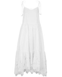 BOSS - Strappy Cotton Dress With Broderie Anglaise - Lyst