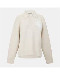 The Couture Club - Fluffy Knitted Long Sleeve Polo Shirt - Lyst