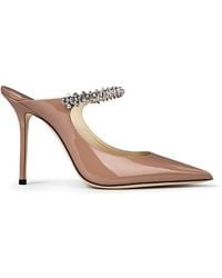 Jimmy Choo - Crystal Leather Heeled Mules, 100Mm - Lyst