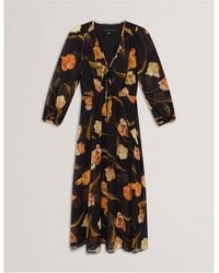 Ted Baker - Plain Midi Tea Dress - Lyst