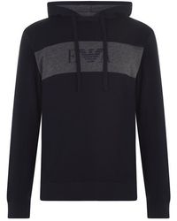 Emporio Armani Eagle Chest Over The Head Hoody - Blue