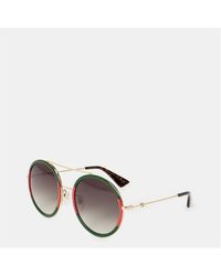 Gucci - Stripe Round Pilot Sunglasses - Lyst